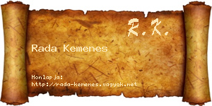 Rada Kemenes névjegykártya